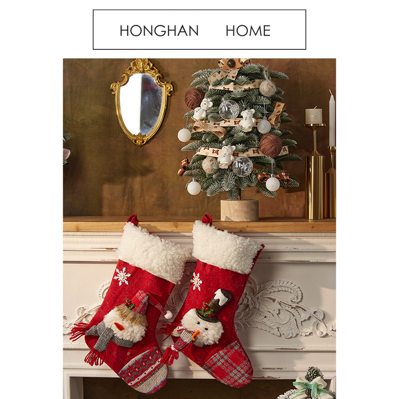 Calcetines de Navidad decoraciones de Navidad colgantes viejos muñecos de nieve bolsas de dulces calcetines grandes bolsas de regalo para niños bolsas de regalo