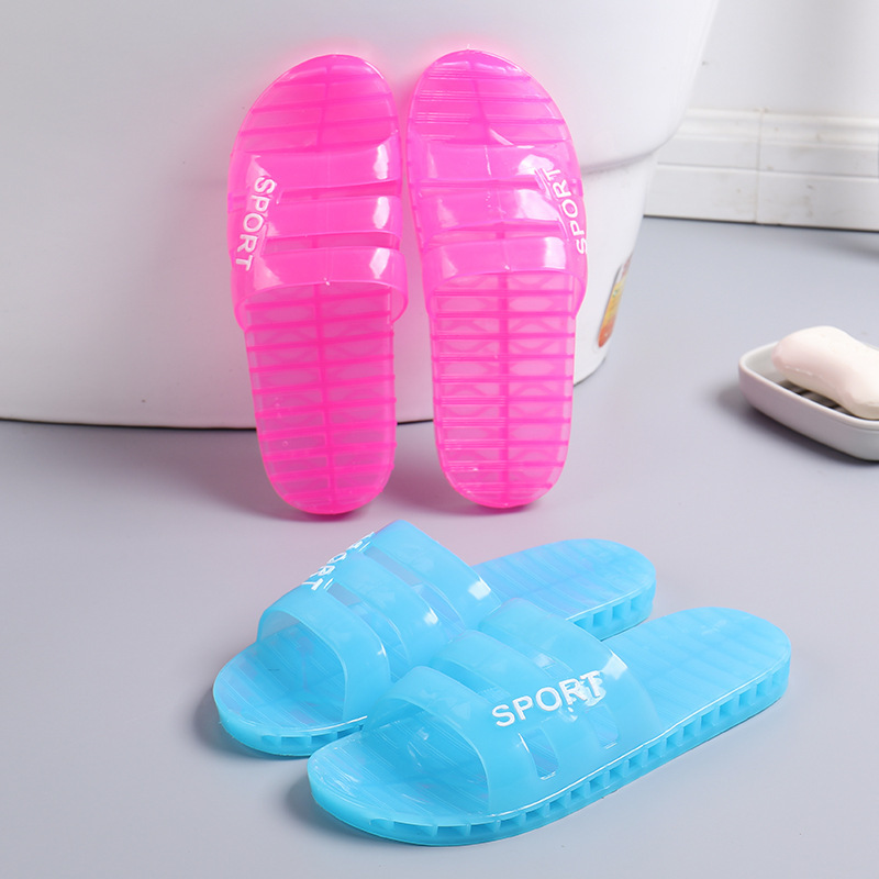 New Home Slippers Bathroom Waterproof Non-slip Ladies Slippers Summer Jelly Translucent Crystal Slippers Batch