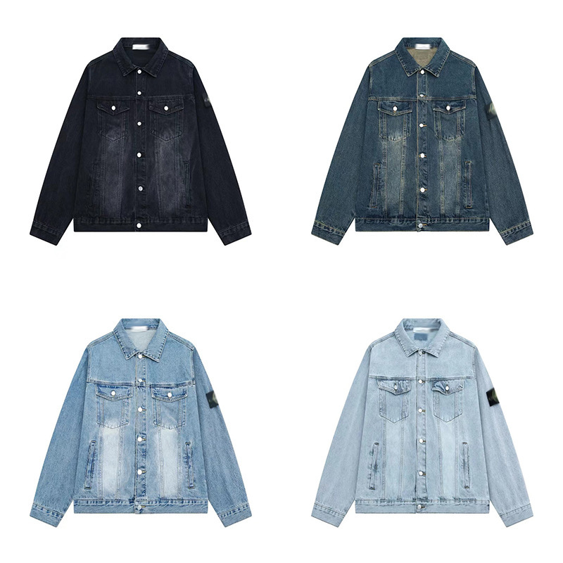 Stone American High Street Retro Washed Distressed Denim Jacket Men's and Women's Tops Trendy Brand Jacket