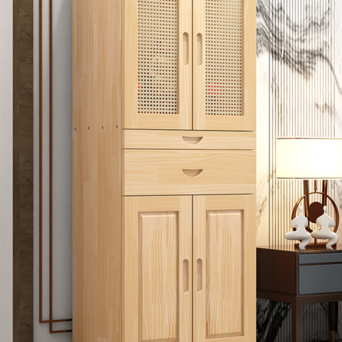 Solid Wood Altar Table for Home Use, Modern Style, for Worshiping Guanyin and Guan Gong, Pine Wood Altar Cabinet