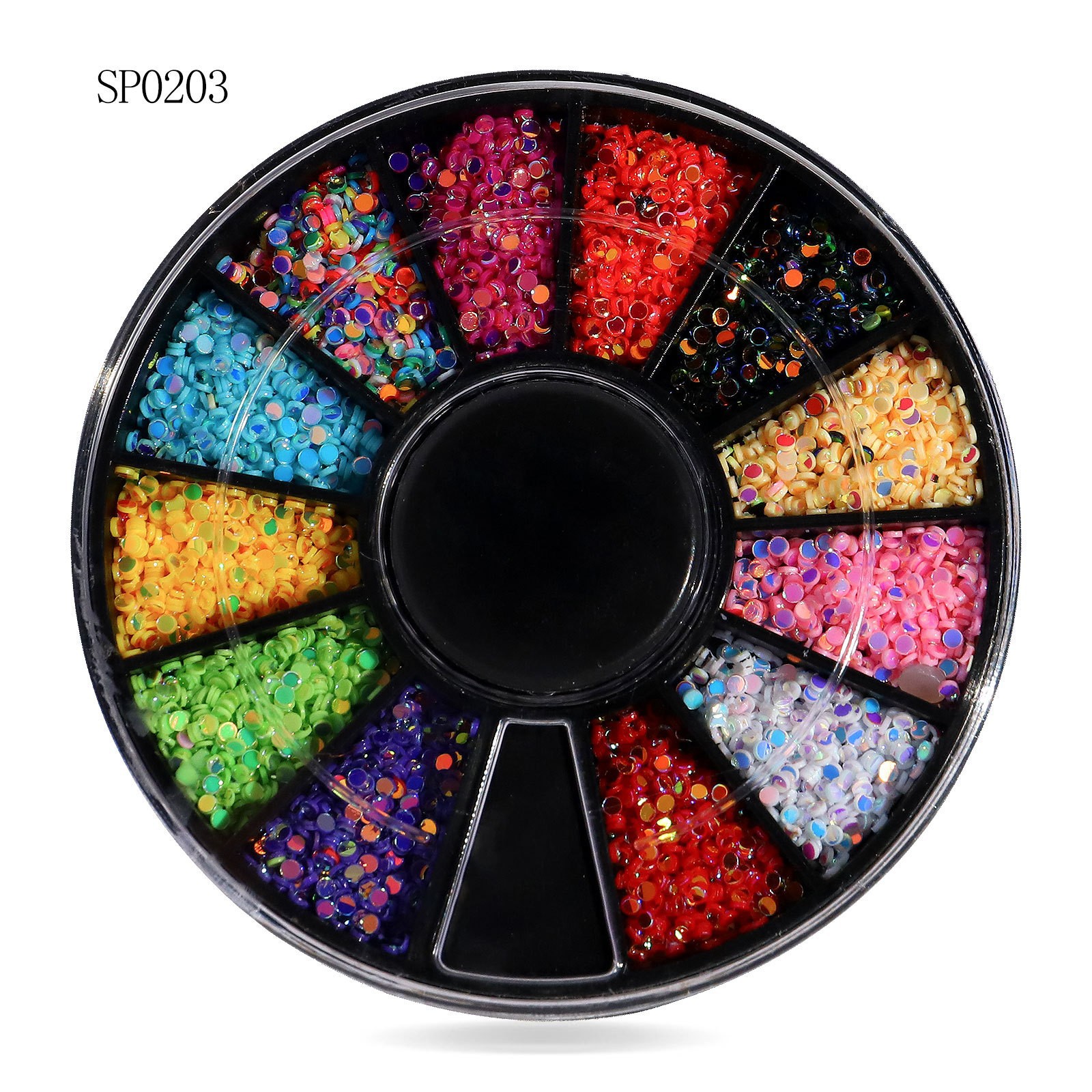 Joyería de uñas transfronteriza de uñas de aleación de color mágico plano Diamante de forma especial blanco AB rhinestone joyería 12 rejilla giratoria al por mayor