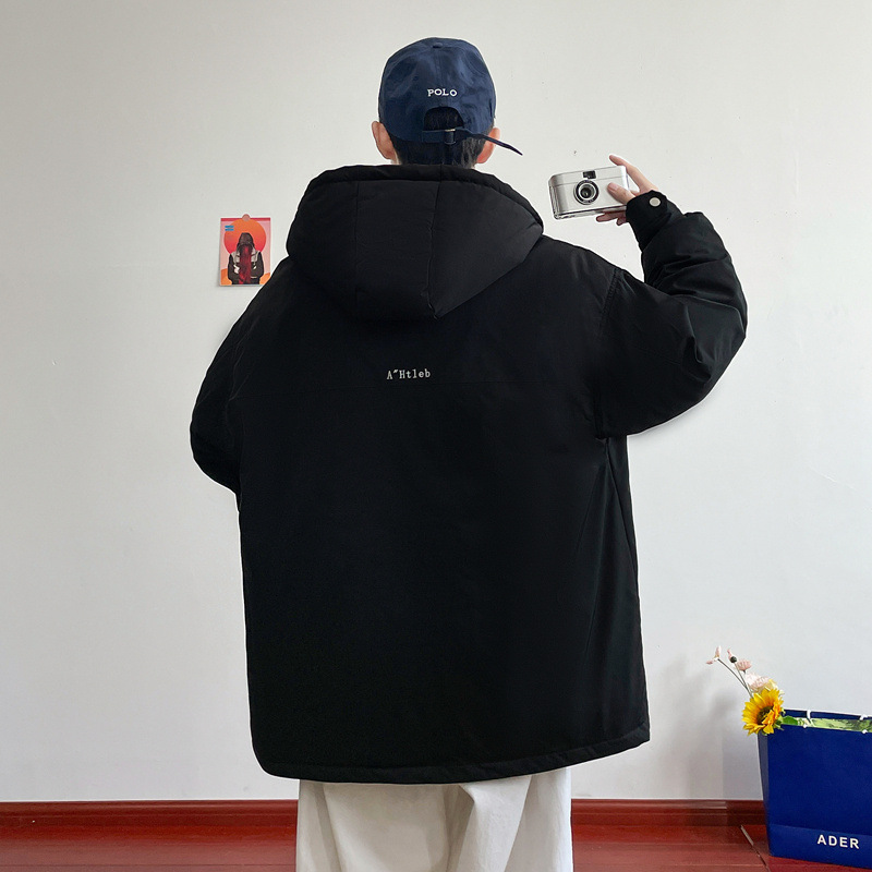 Abrigo de algodón acolchado abrigo de invierno de los hombres nueva marca de moda abrigo de algodón acolchado engrosada ropa con capucha ropa de trabajo cálida chaqueta pareja casual