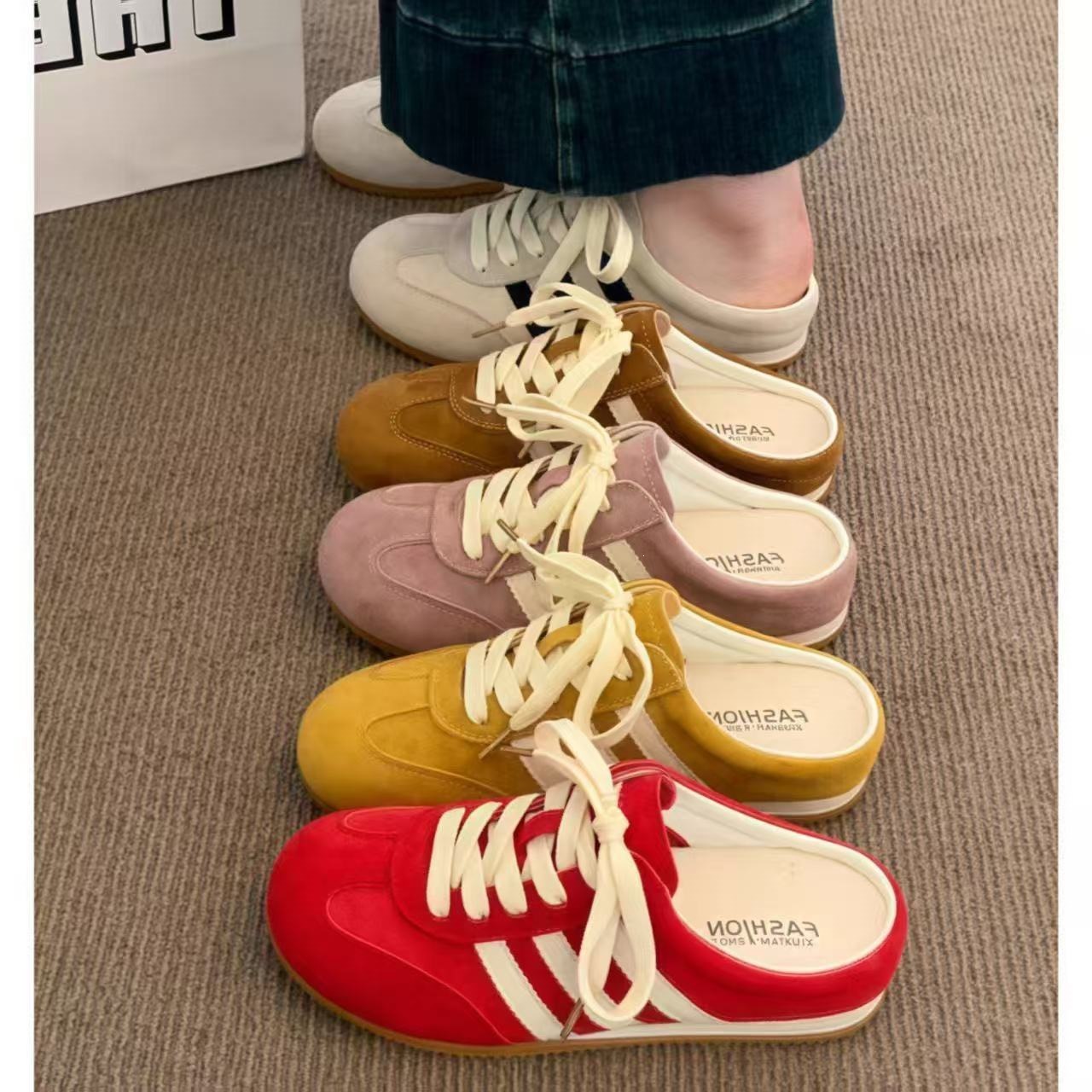 Pink Closed-Toe For Women, Outdoor Wear, Internet Celebrity Hot Fashion, Casual Lace-Up German Training Shoes,_vogvips.com