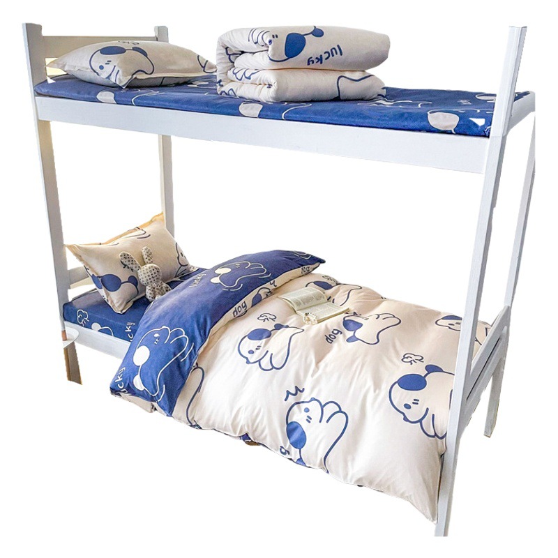 Three-Piece Set of Cartoon-Printed Bed Sheets for Bunk Beds, Six-Piece Set for College Dormitory, Single 0.9m Bedding Set, Quilt Cover