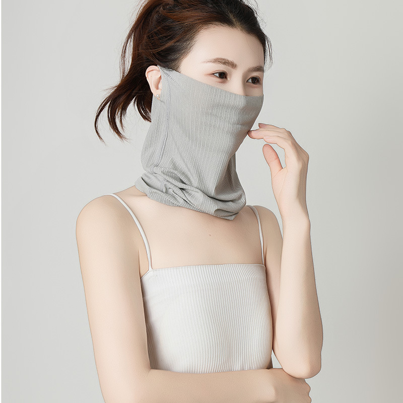 New Summer Outdoor Cycling Sun Protection Mask for Women, Thin Modal Ear-Hanging Neck Cover, Ice Silk Neck Scarf