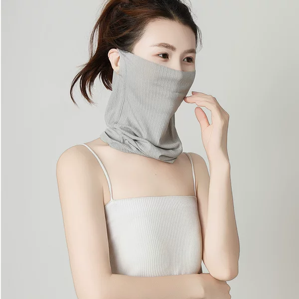 New Summer Outdoor Cycling Sun Protection Mask for Women, Thin Modal Ear-Hanging Neck Cover, Ice Silk Neck Scarf