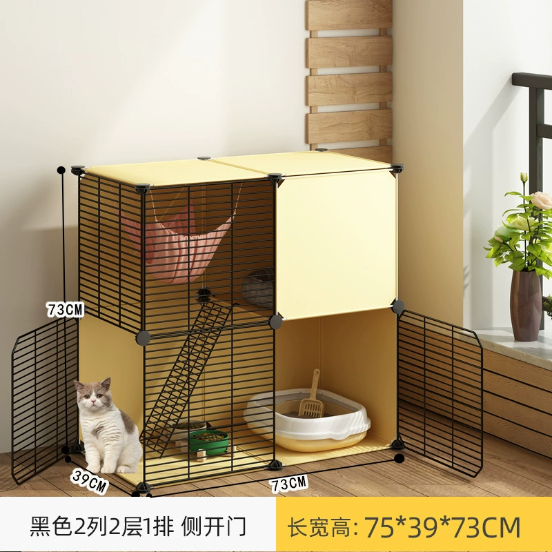 Cat Cage Double-Layer Indoor Pet House, Integrated Litter Box, Multi-Layer Kit