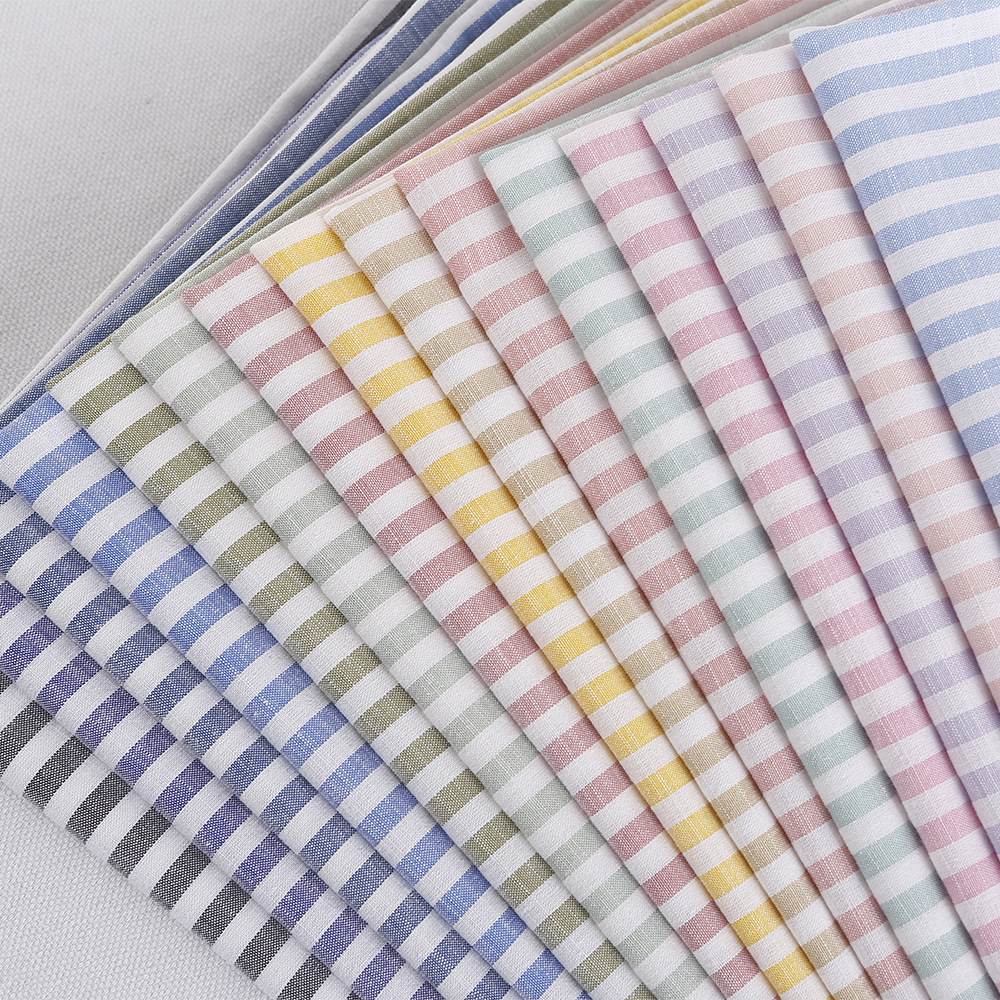 现货春夏仿麻条纹面料 时尚竹节中条女装童装连衣裙衬衫条纹布料