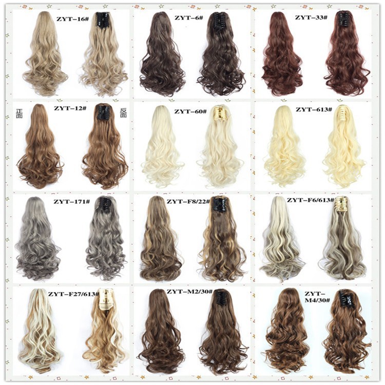 Comercio exterior Venta caliente peluca femenina Cola de Caballo peluca clip largo pelo rizado onda grande productos transfronterizos en stock al por mayor Cola de Caballo rizado
