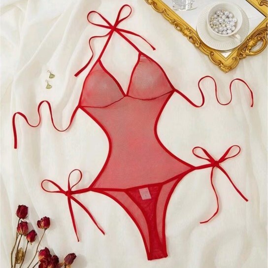 New European and American Style Lace Lingerie T-Pants with Sheer Temptation Nightwear, Sexy Slim-Fit Strappy Bodysuit New European and American Style Lace Lingerie T-Pants with Sheer Temptation Nightwear, Sexy Slim-Fit Strappy Bodysuit