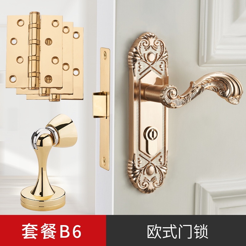 Evergrande PVD oro sola lengua mudo de madera cerradura de la puerta interior dormitorio Hogar Universal habitación puerta cerradura manija de la puerta