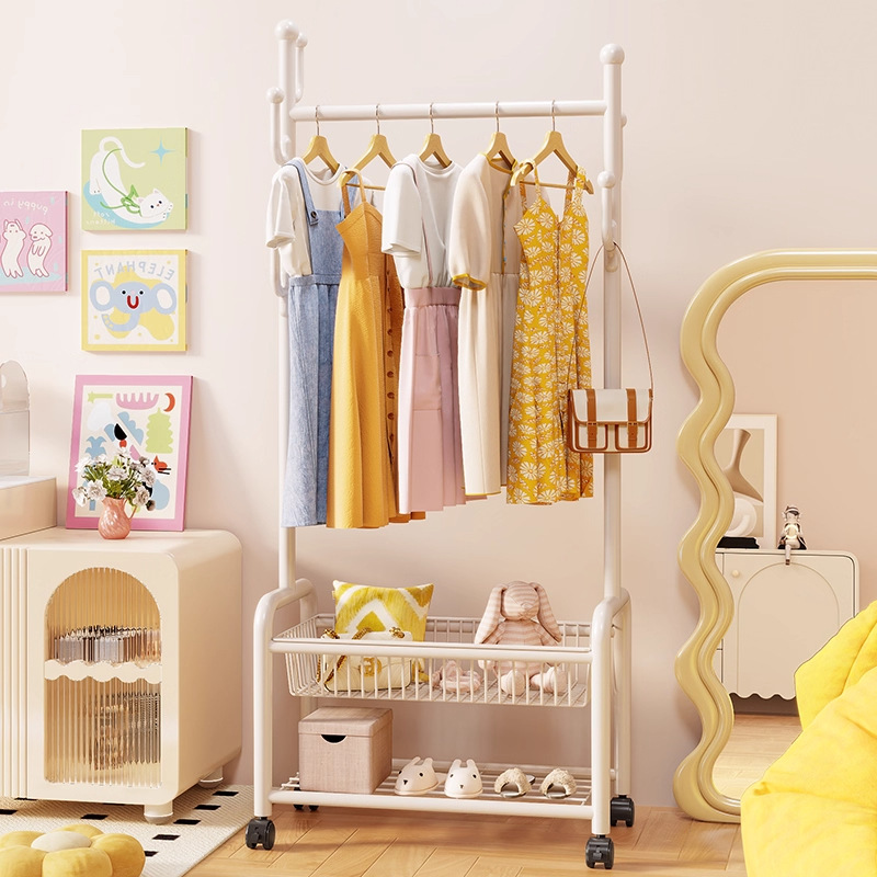 Dormitory Floor-Standing Clothes Rack Bedroom Balcony Household Metal Coat Rack Room Storage Bag Storage Shelf Artifact