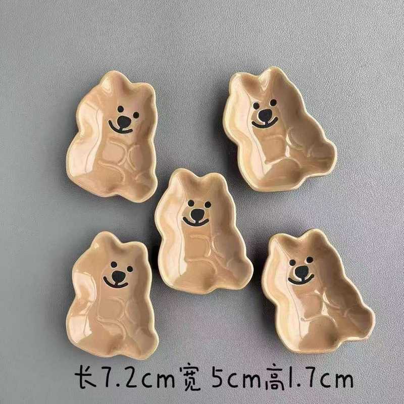 子犬セラミックディップソーサー、かわいい漫画の小さなソーサー、家庭用スナックソーサー、野菜ソーサー、骨吐きソーサー、ソースソーサー|undefined