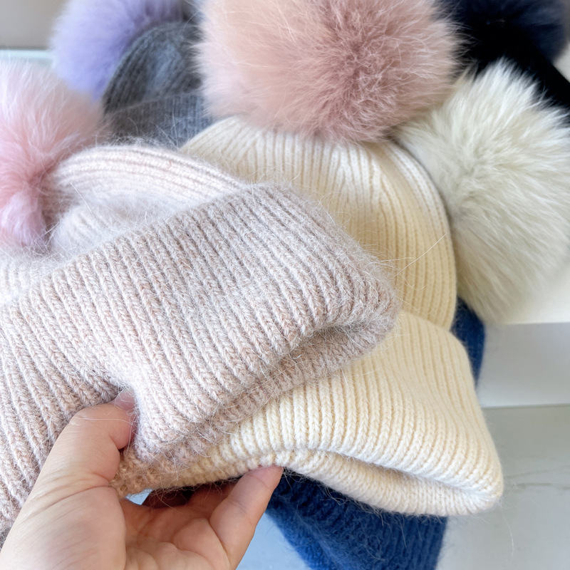 Women's Sweet Simple Style Color Block Pom Poms Eaveless Wool Cap display picture 38