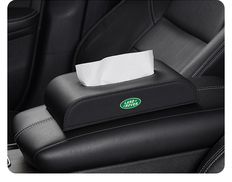 Car Tissue Box, Car Supplies, Creative Logo Tissue Box, Armrest Box, Seat Type High-End Leather Napkin Box