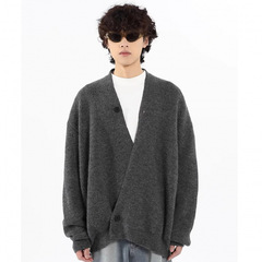 潮牌ファッション道衣vネックセーター男性秋高級感ニットウェア怠惰なcleanfitカーディガンコート