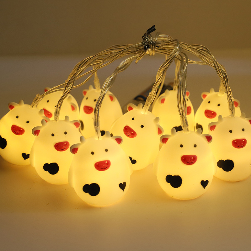 LED cadena de luz nueva lámpara de aluminio de aluminio decoración del dormitorio cadena de luz del día de los niños atmósfera luz de dibujos animados cadena de luz al por mayor