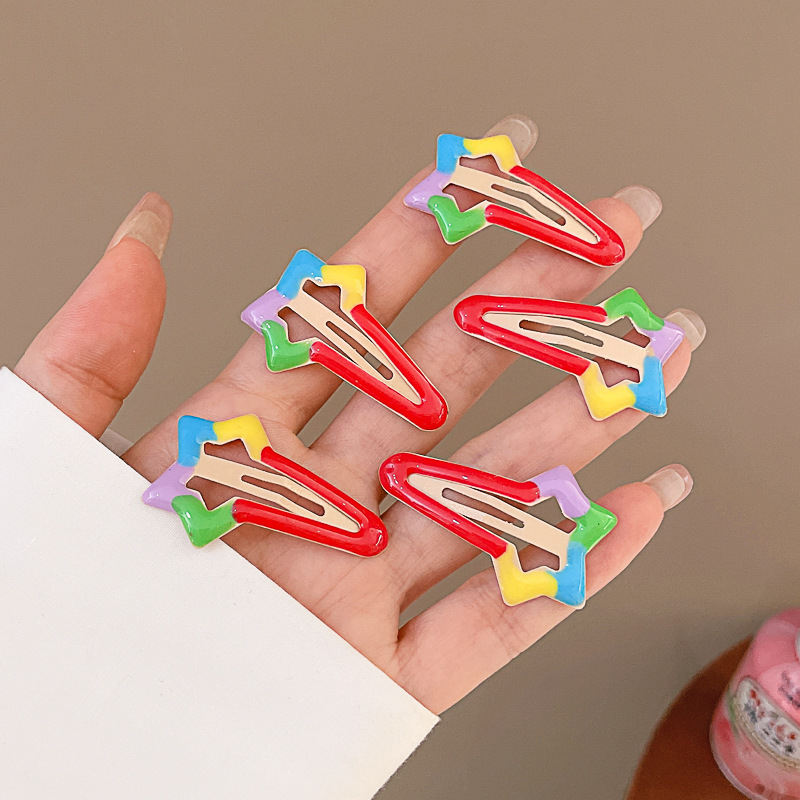 Horquilla de estrella colorida de dopamina, accesorio para el cabello para niños, horquilla con clip de flequillo lateral bonito para niñas, adorno para el cabello con clip BB.