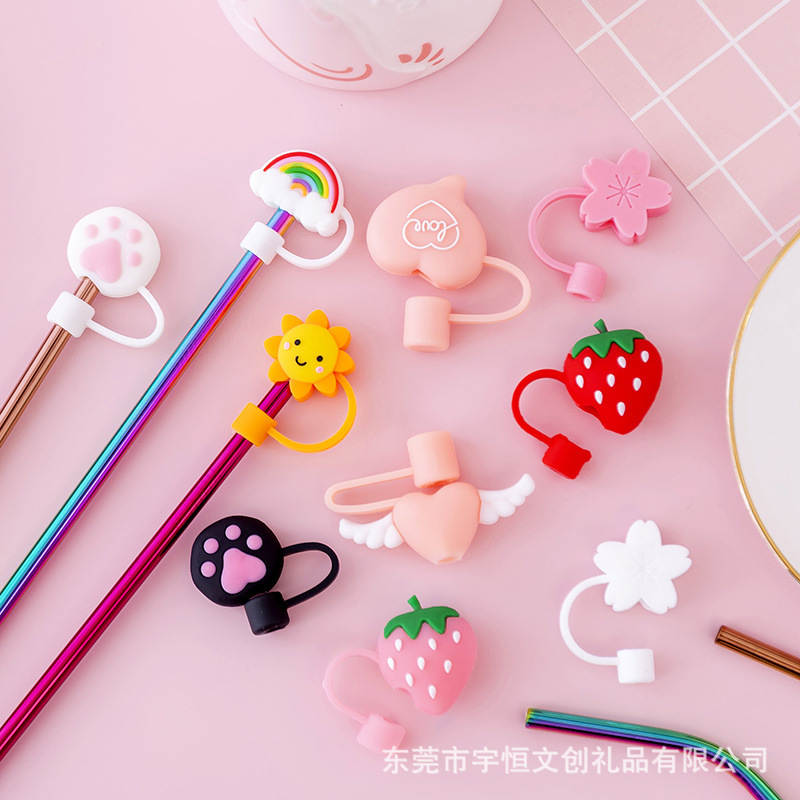 创意网红少女可爱系食品级硅胶吸管套奶茶吸管杯防尘吸管塞吸管帽