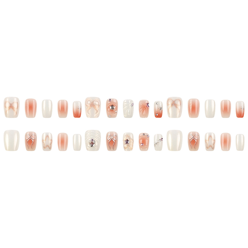 30 piezas de blush gradiente blanqueamiento desgaste de uñas estereoscópicas conchas de arco de diamante de uñas pequeñas uñas falsas libros rojos lotes mixtos