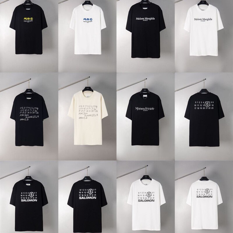 Foreign Trade Gila Mm6 Style New Letter Print Collaboration Loose Casual Cross-Border Short-Sleeve T-Shirt for Men and Women Couples