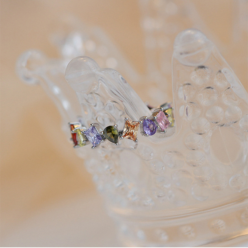 Fashion Geometric Copper Inlay Zircon Open Ring