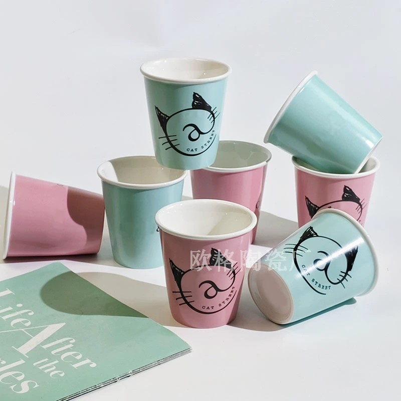 T-home classic blue bone porcelain cup ceramic cup water cup holding mug drinking water cup cup mouth cup gift box set