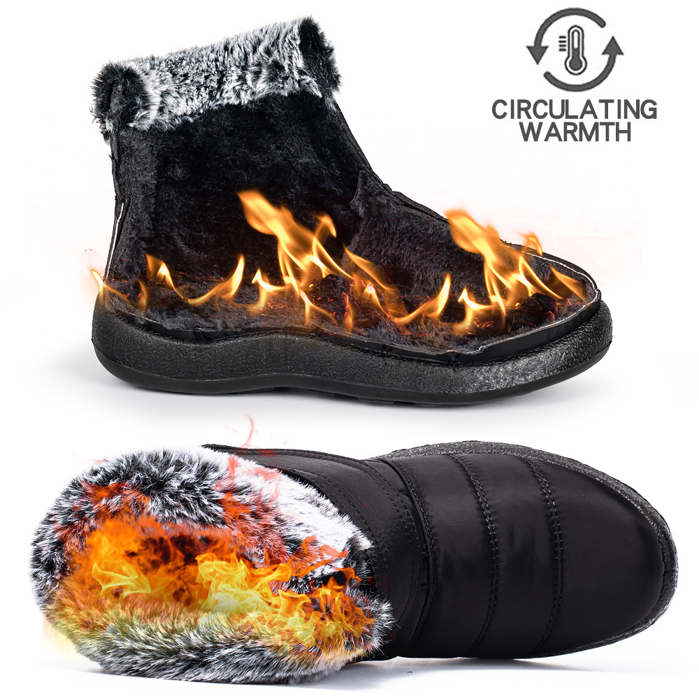 23 nuevas botas de nieve transfronterizas de las mujeres calientes del comercio exterior Velcro impermeable más tamaño anti-piel de conejo botas de mujer casual de las mujeres