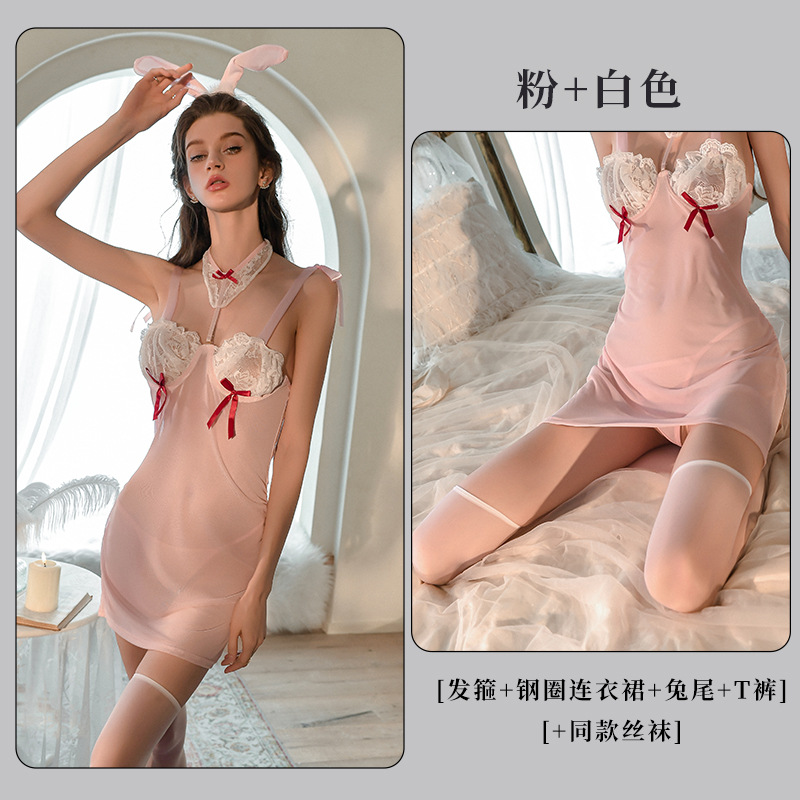 [헤어밴드 스틸 링 원피스 토끼 꼬리 T 바지] 같은 단락 스타킹