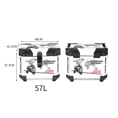 Motorcycle trunk Motorcycle Trunk, Large Waterproof - 57l-stainless-steel-alloy-lock-sticker-jianghu-white