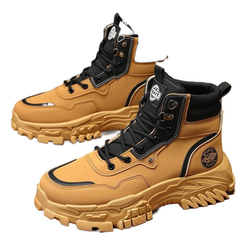 Men's Autumn Martin Boots High-Top British Style American Retro Work Boots Outdoor Hiking Desert Combat Boots