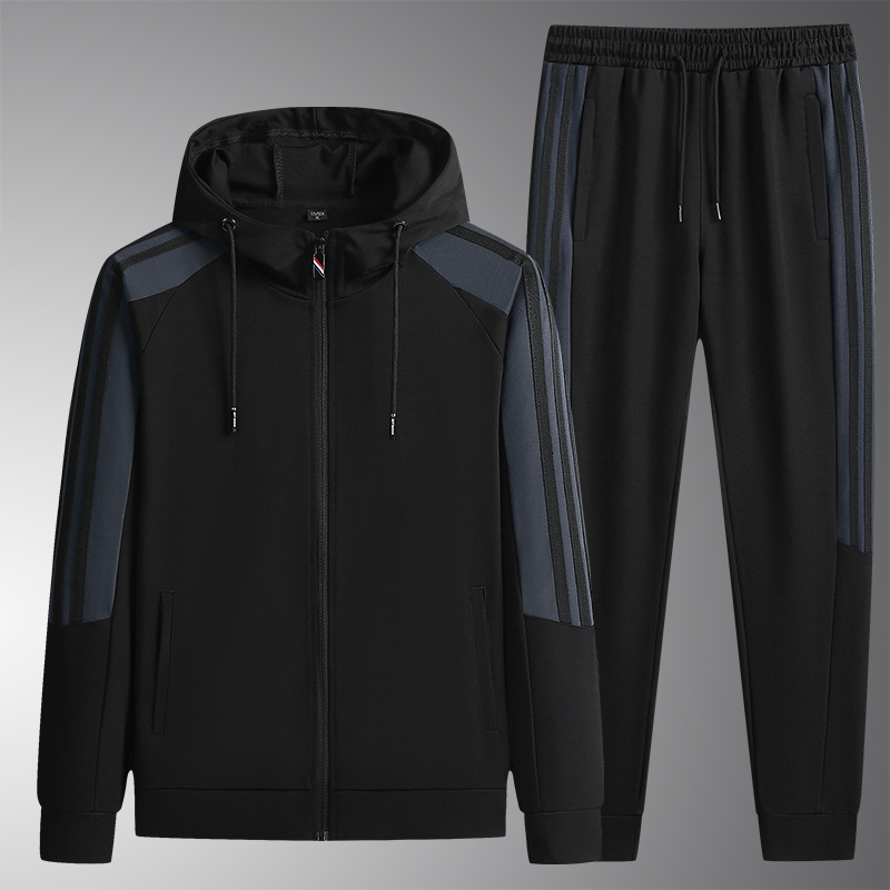 Primavera y otoño con capuzas juego casual hombre suelto camiseta hombre otoño nuevo juego de fitness de mediana edad dos piezas image 5