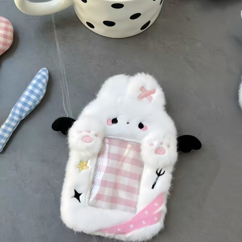 かわいいぬいぐるみカードホルダー天使猫悪魔ウサギカードホルダー 3inch ポラロイドフォトカード写真収納保護カバーペンダント|undefined