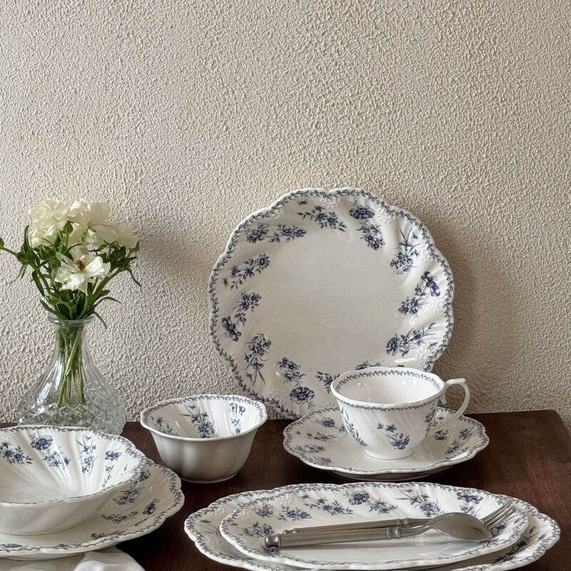 フランス式霧花園陶磁器食器陶磁器皿陶磁器碗コーヒーカップ皿デザート皿レストラン家庭用食事皿|undefined