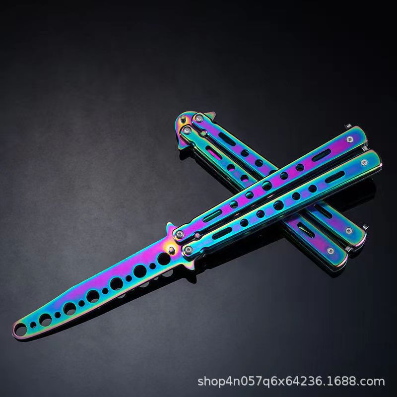 CSGO mariposa cuchillo principiante práctica juguete plegable cuchillo mariposa peine cuchillo mariposa cuchillo todo Acero sin abrir hoja