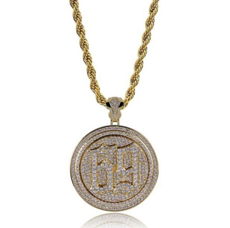 Hip Hop Mode 69 Ronde Label Hanger Sieraden Ketting_voghion.com