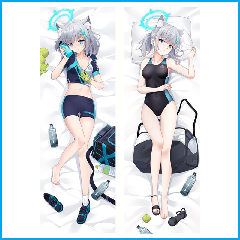 Blue Archive Levensgrote Anime Kussen met Sandwolf Shirako Ontwerp - Aanpasbare Cartoon Lange Kussenhoes en Accessoires