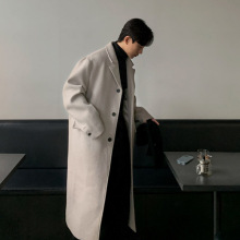 ASCLO韩式中长款加厚保暖风衣休闲潮流宽松高级感过膝毛呢大衣男