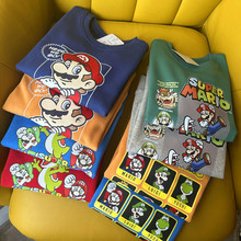 日单外贸卡通马里奥系列中大童毛圈童装套头卫衣