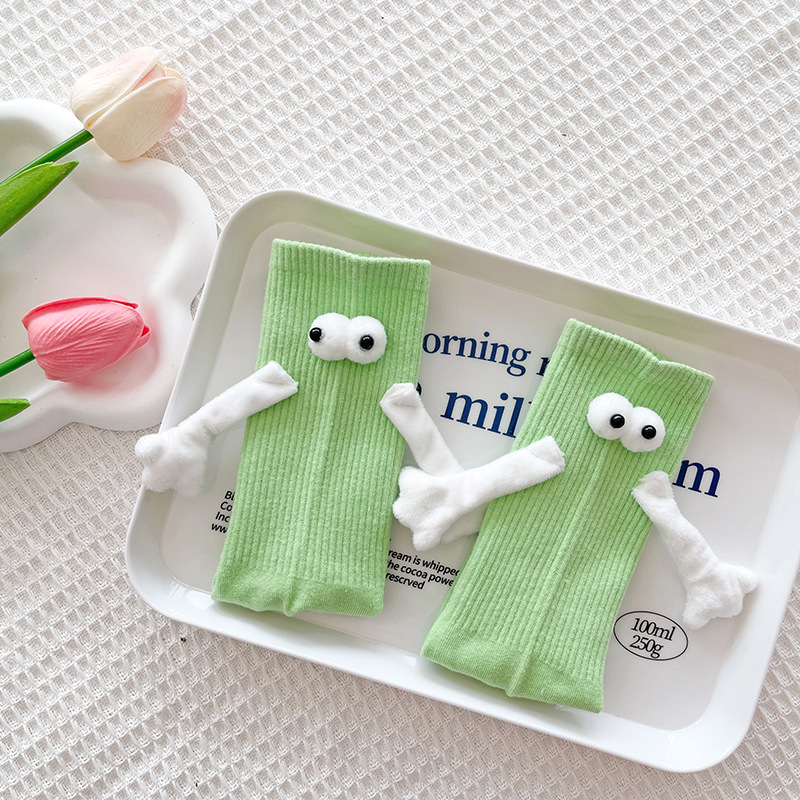 Pareja de dopamina calcetines magnéticos de mano calcetines de otoño rosa a media pantorrilla calcetines deportivos ropa exterior lindos calcetines de pila blanca