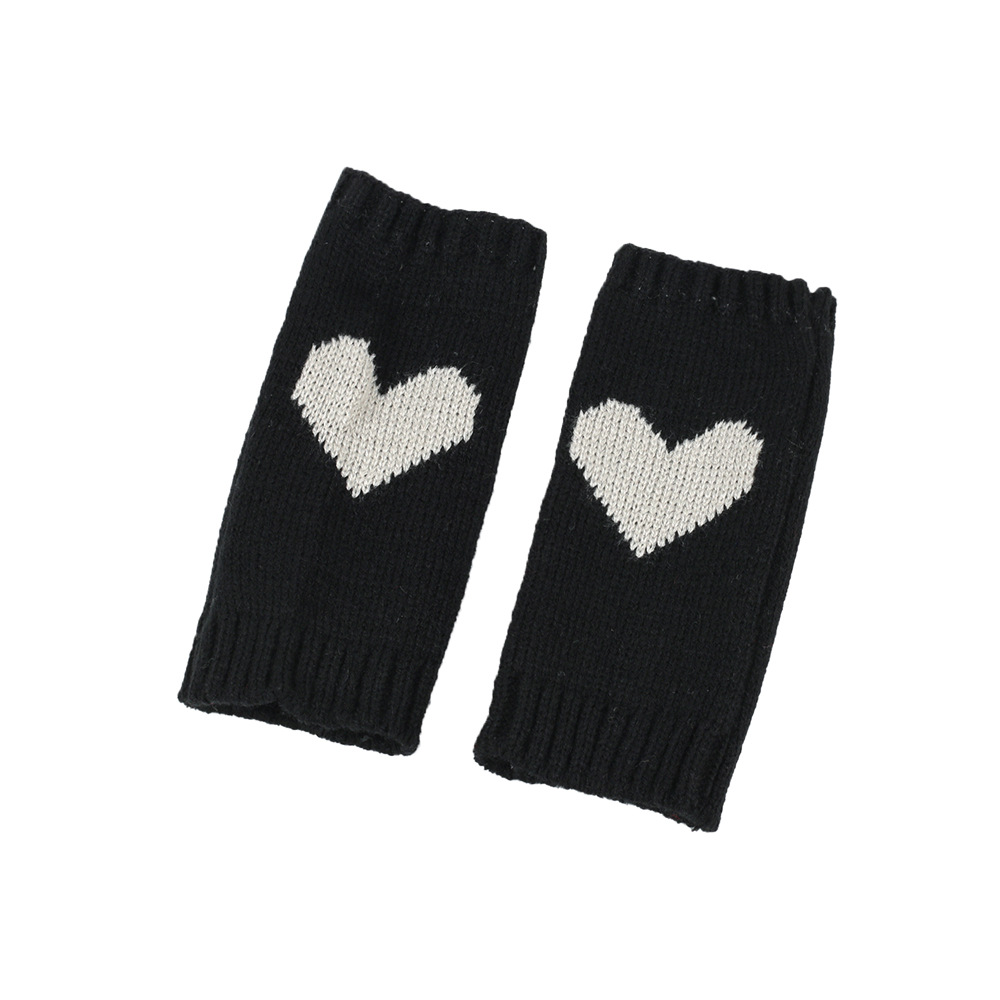 Κοντά μισά δάχτυλα για φοιτητικό γραφείο, μανίκια ροδακινί, πλεκτά γάντια αγάπης με ζεστή καρδιά_voghion.com