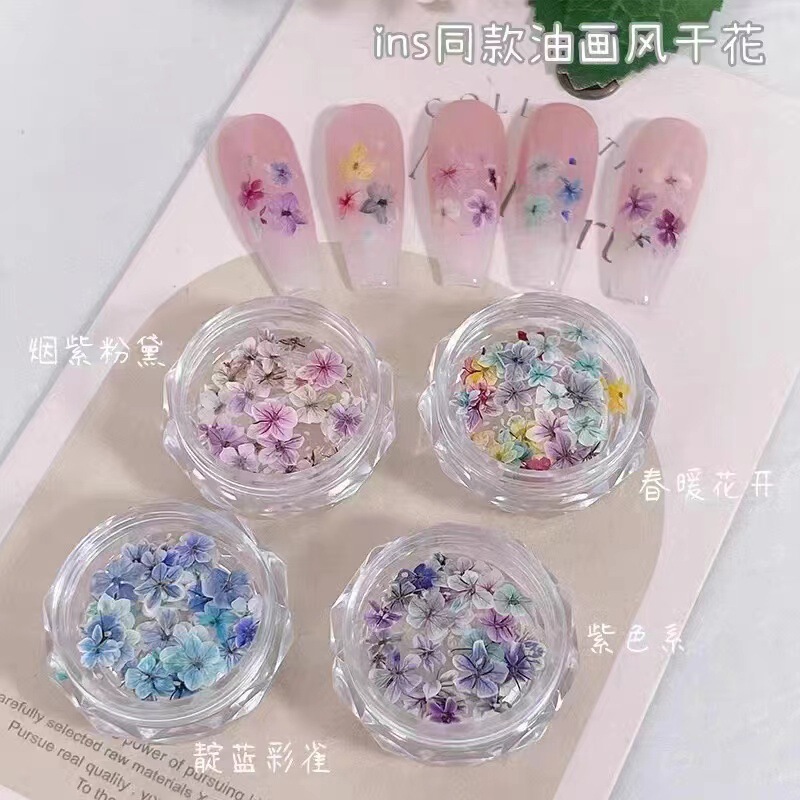 Cross-border New Nail Art Dried Flower Ins Japanese Style Gestapa Small Floral Gold Foil Fragment Gradient Dried Flower Nail Decoration