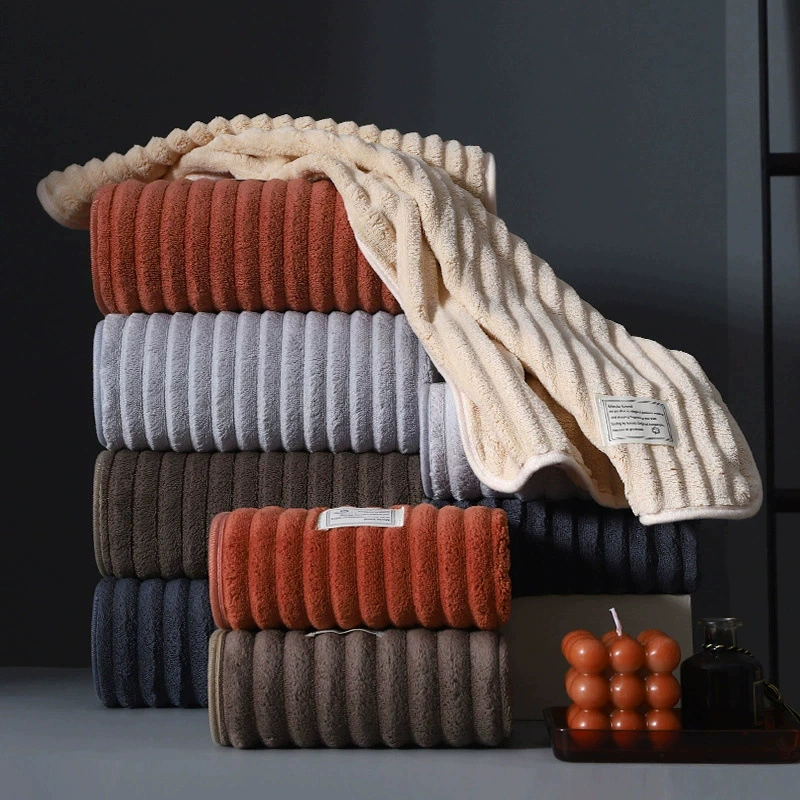 Коралловое бархатное полотенце для ванной, быстросохнущее, впитывающее, мягкое, с утолщенными краями, набор для дома, парное банное полотенце