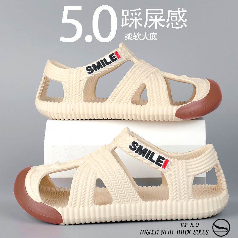 2025 sandalias nuevas transfronterizas para hombre, zapatos con agujeros de paja con suela gruesa, sandalias antideslizantes para deportes de deriva al aire libre