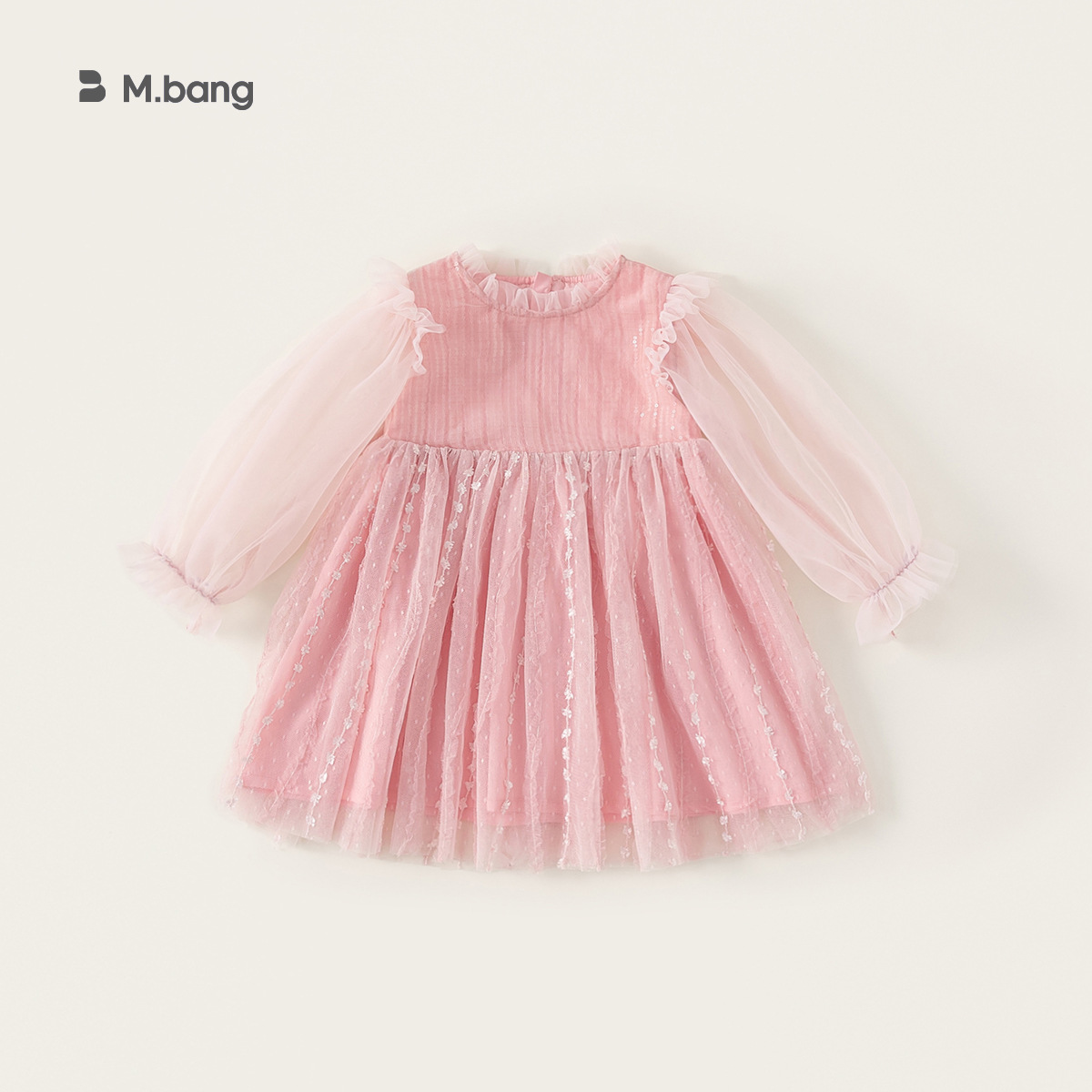 Yubao ropa infantil primavera y otoño ropa de niña coreana para niños manga larga red de ropa de bebé vestido de princesa rosa image 7