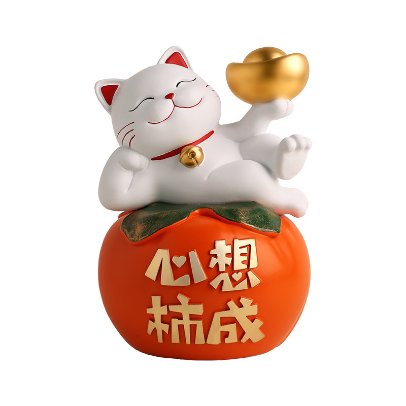 柿柿如意招き猫飾り玄関リビングルームデスクトップ家の装飾開店新築祝いギフト|undefined