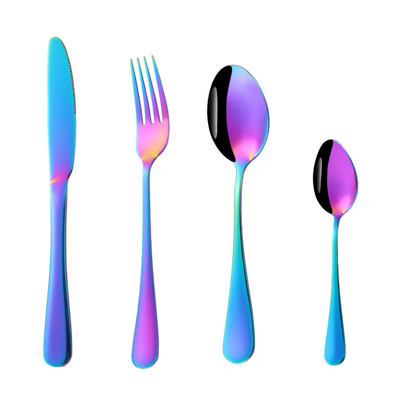 Juego de cuatro piezas de cocina occidental de hotel dorado cuchillo, tenedor y cuchara Transfronterizo 1010 traje de vajilla de acero inoxidable cuchillo, tenedor y cuchara