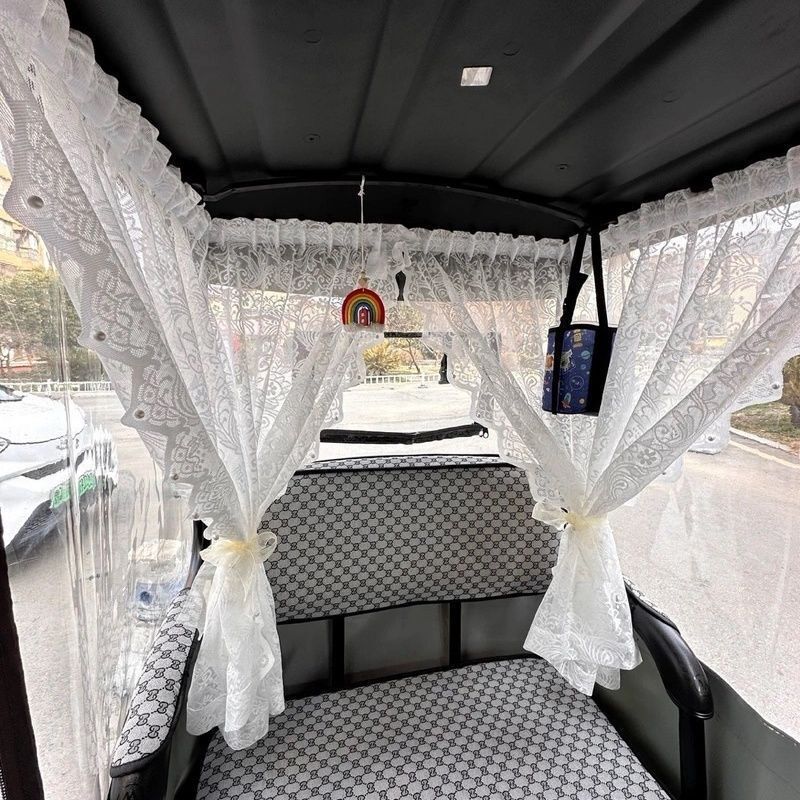 Three-Wheeled Electric Vehicle Curtains, Sunshades, Princess-Style Curtains, Velcro Gauze Curtains, Electric Tricycle Interior Modification Factory