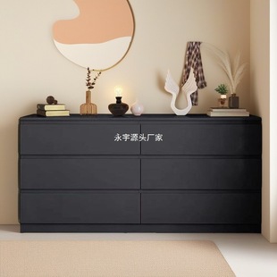 Household Solid Wood Chest of Drawers Nordic Style Bedroom Living Room Drawer Cabinet Tv Cabinet American Style Black Chest of Drawers