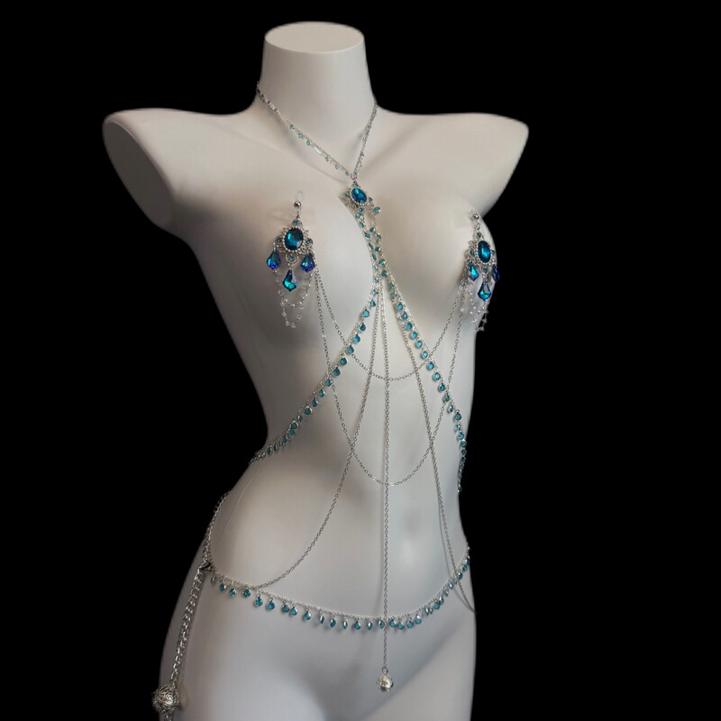 Sexy Tassel Body Chain, Luxury Nipple Clamps, Couple's Toy Nipple Clamps, Body Chain, Erotic Restraint